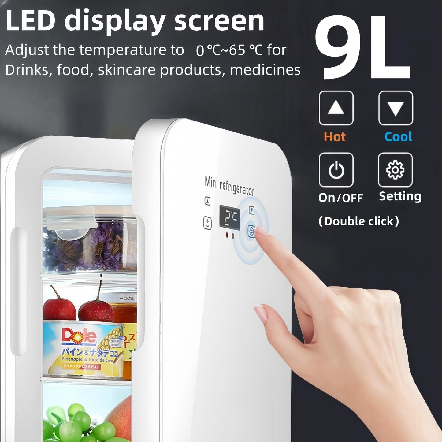 GZOKMOG mini frigo porte vitrée 9L petit frigo cosmétique silencieux avec fonction de refroidissement et de chauffage
