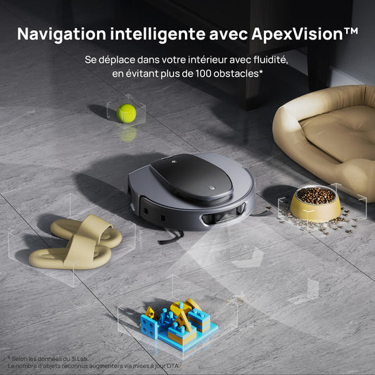 3i S10 Ultra Robot Aspirateur Laveur, avec Système WaterRecycle, Aspiration de 13000 Pa, Rouleau Serpillère Extensible et Auto-nettoyant, Lavage & Auto-Séchage du Mop, Auto-vidange & Remplissage