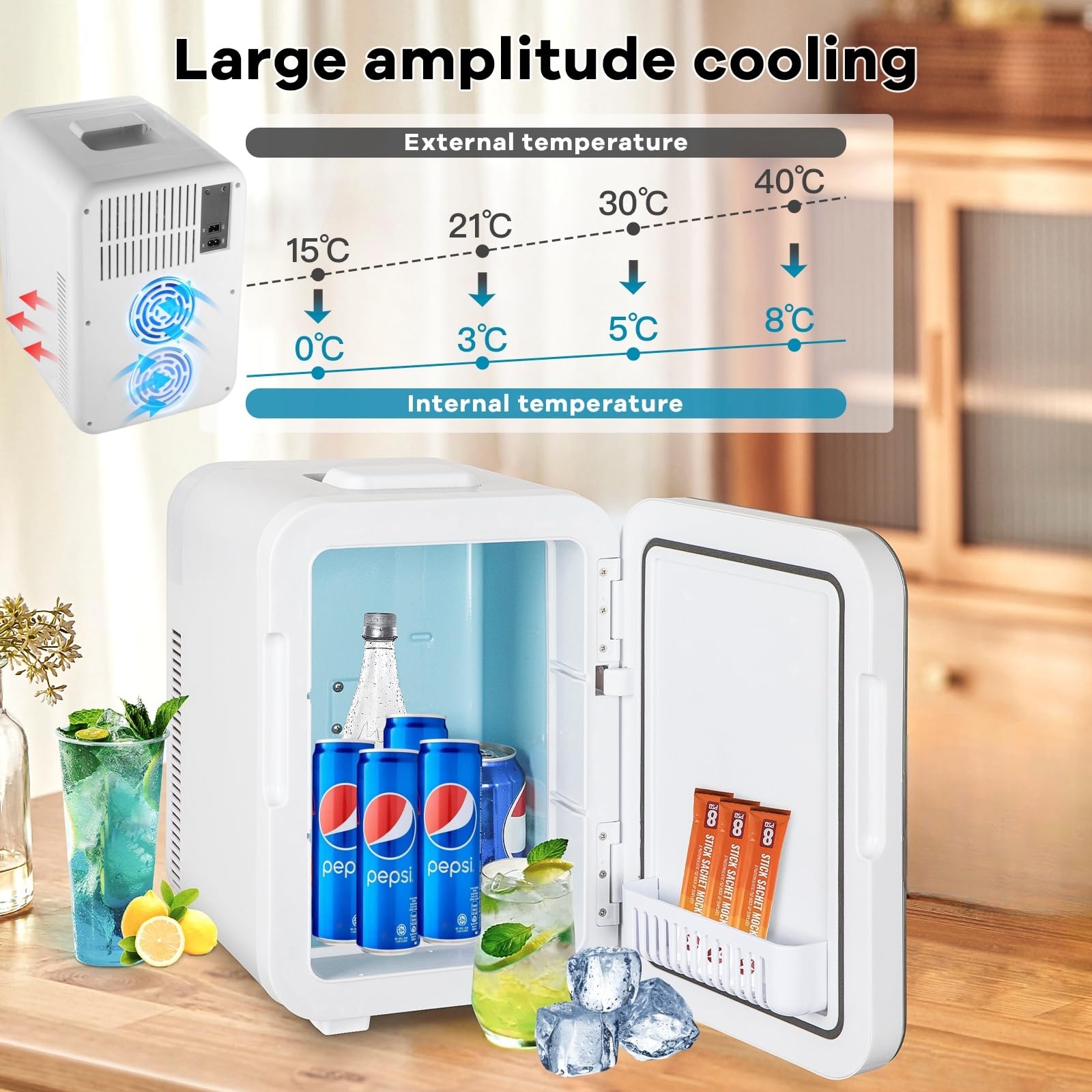 GZOKMOG mini frigo porte vitrée 9L petit frigo cosmétique silencieux avec fonction de refroidissement et de chauffage
