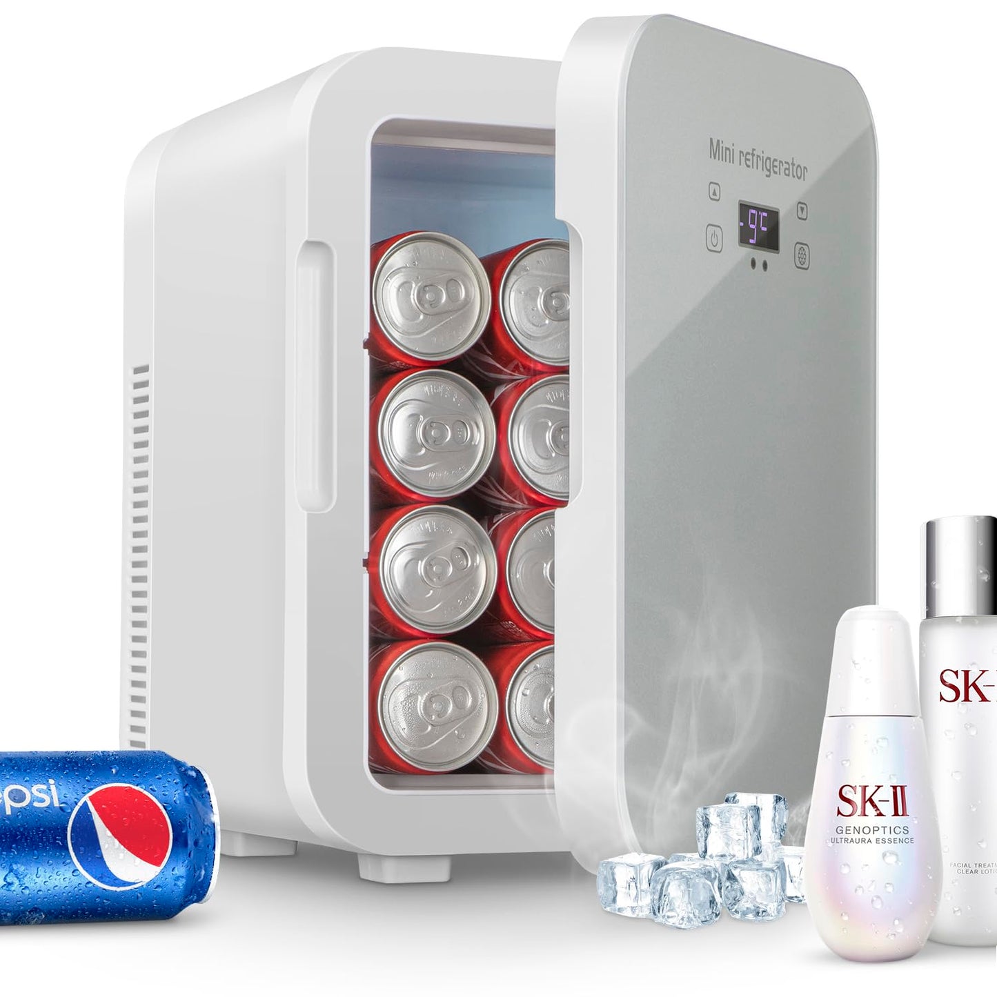 GZOKMOG mini frigo porte vitrée 9L petit frigo cosmétique silencieux avec fonction de refroidissement et de chauffage