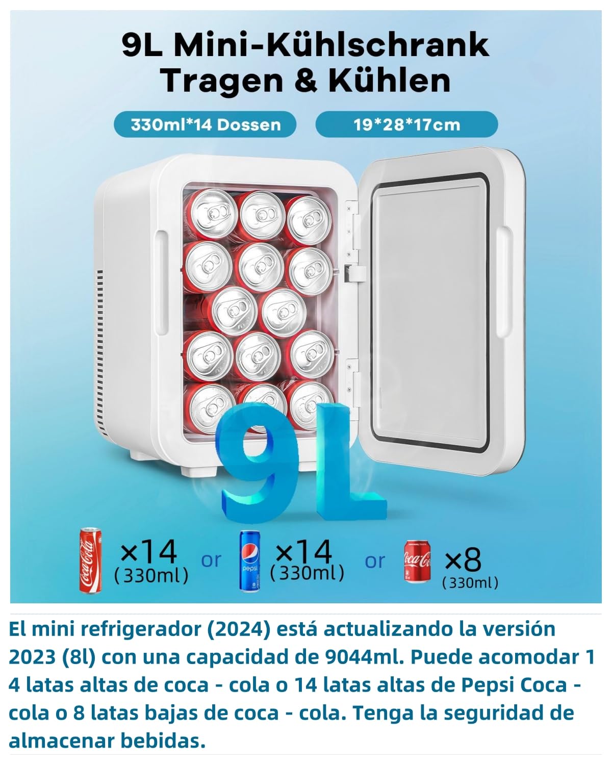 GZOKMOG mini frigo porte vitrée 9L petit frigo cosmétique silencieux avec fonction de refroidissement et de chauffage